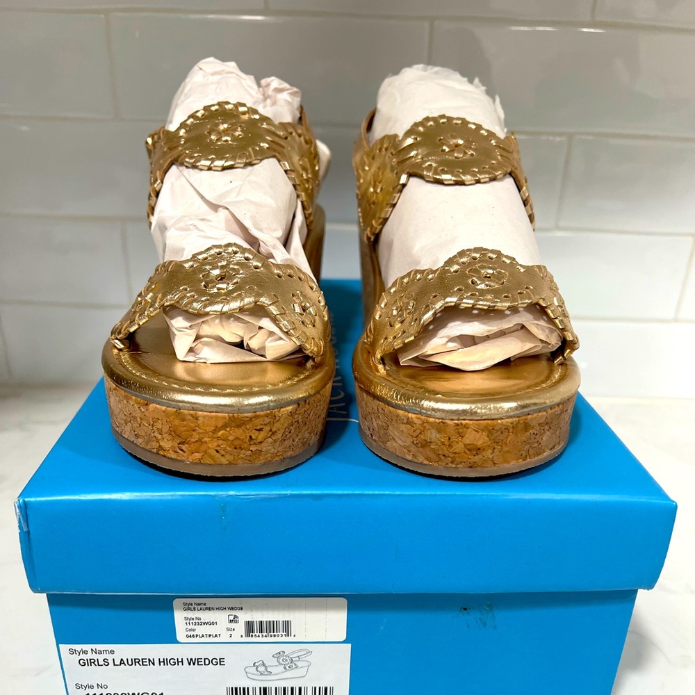 Jack Rogers Girls Lauren High Wedges Size 2